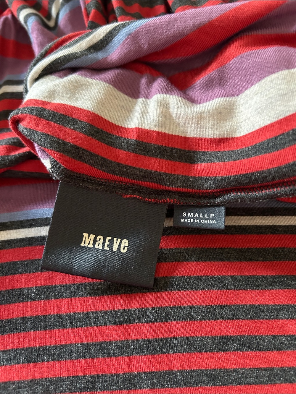 Anthropologie Red, Purple & Black Striped Turtleneck women’s Dress - Picture 4 of 5